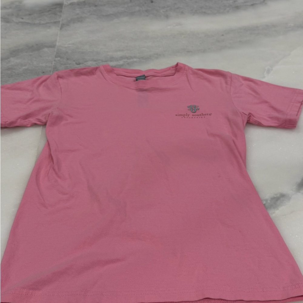 Simply Southern Youth Small Pink “Just a Good Ol’ Girl” T-Shirt Beach Graphic